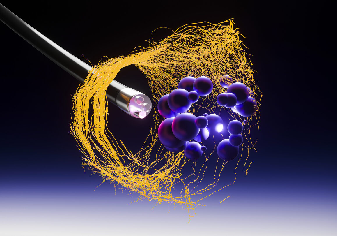 Cells in the body examined by endoscope